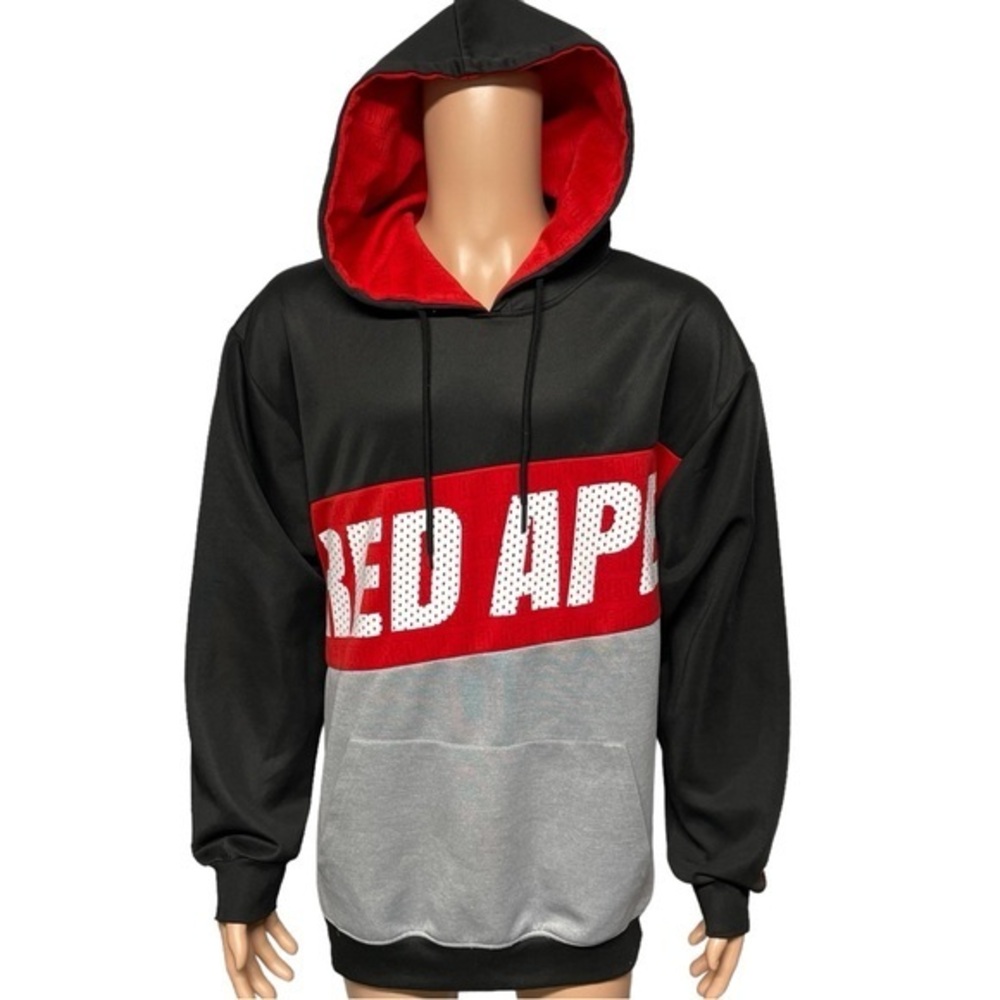 Red Ape Men’s Black Gray XXL Big Spell Out Logo Hoodie***